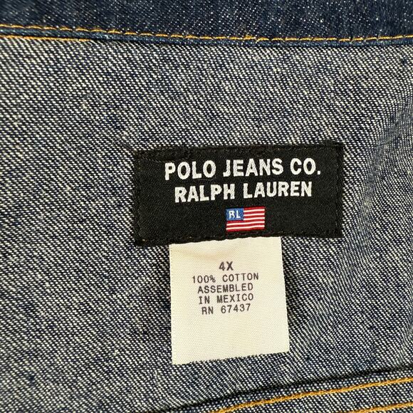 Vintage Ralph Lauren Polo Jeans Co. Blue Denim Trucker Jacket 4XL - Picture 6 of 13